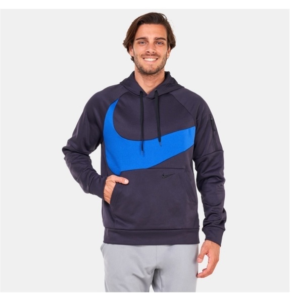 Nike Therma-fit Navy Hoodie with big swoosh - Picture 7 of 8